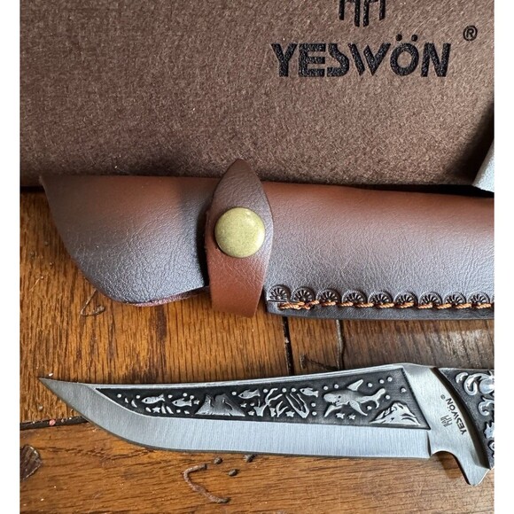 YESWON Fixed 6" Blade Hunting Knife and Leather Sheath New - Picture 5 of 9